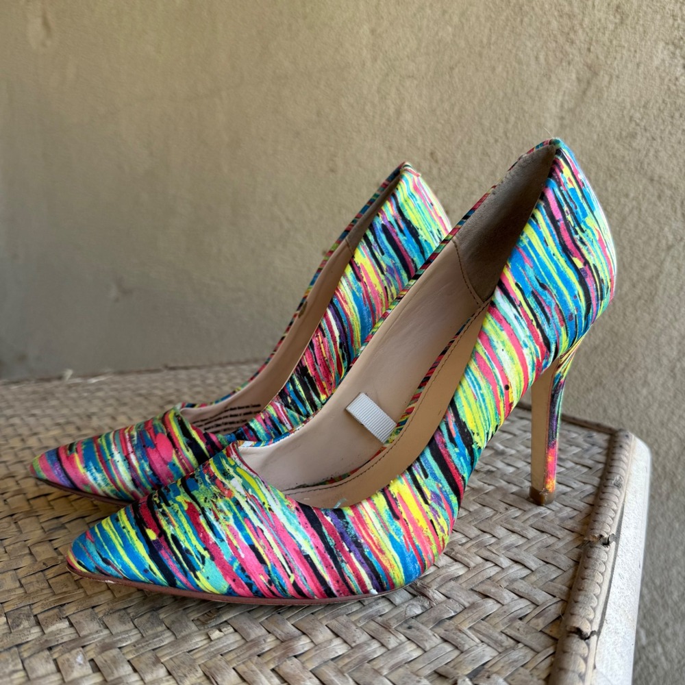 Prabal Gurung Target Pumps Womens 6.5 Multicolor Abstract Stiletto Heel Shoe